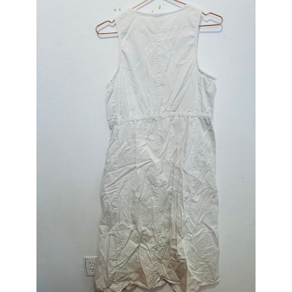 AREA STARS White Cotton Waist Cinching Sleeveless Jean A-Line Dress Size Large - Picture 8 of 14